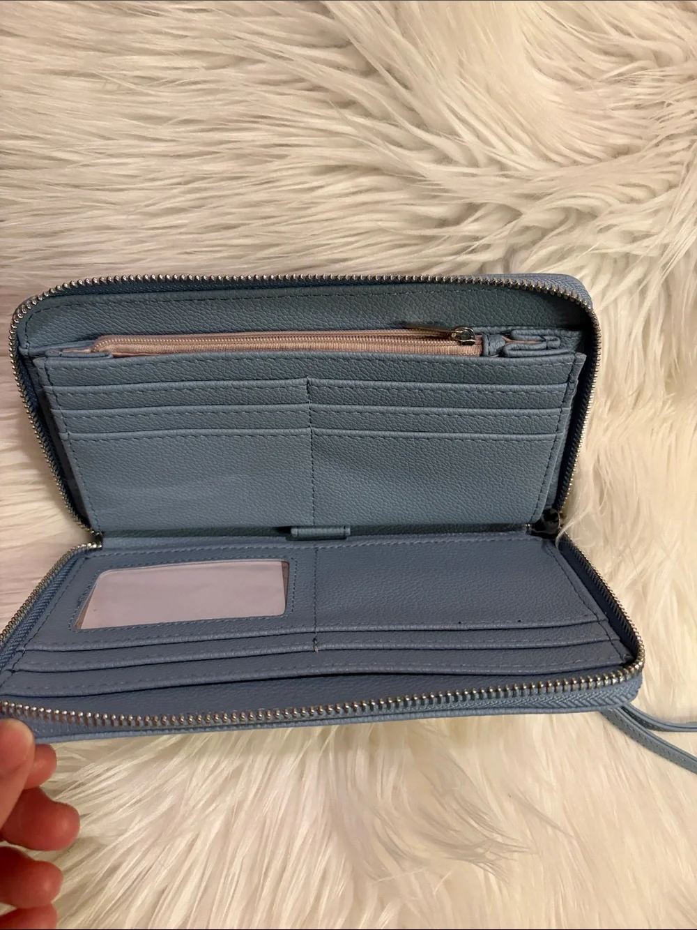 Steve Madden Light Blue Zip-Around Wristlet Wallet